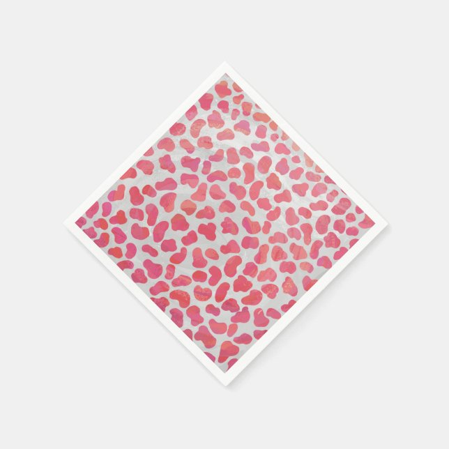 Servilleta De Papel Impresión dálmata rosa y blanca (Borde)
