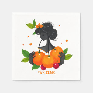 Servilleta De Papel Impresión de arte de frutas femeninas de bienvenid