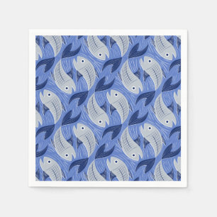 Servilleta De Papel Impresión de bloque de peces - azul