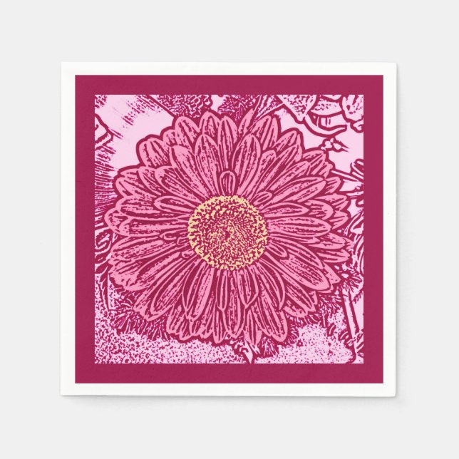 Servilleta De Papel Impresión de bloques de margarita de Gerbera, colo (Anverso)