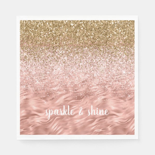 Servilleta De Papel Impresión de cebra de glitz rosa de moda (Anverso)