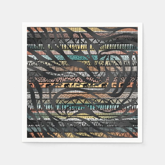 Servilleta De Papel Impresión de cebra de patrón tribal africano de mo (Anverso)