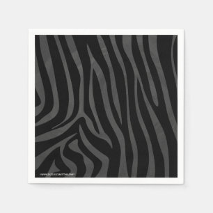 Servilleta De Papel Impresión de cebra negra y gris