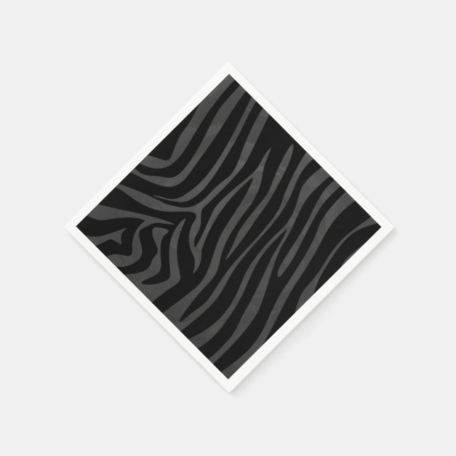 Servilleta De Papel Impresión de cebra negra y gris (Borde)