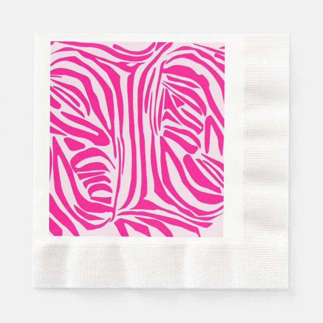 Servilleta De Papel Impresión de cebra rosa (Anverso)