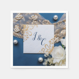 Servilleta De Papel Impresión de denim azul 3D a la moda con joyas dis