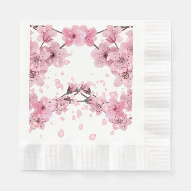 Servilleta De Papel Impresión de Flor de Cerezo (Anverso)