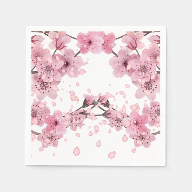 Servilleta De Papel Impresión de Flor de Cerezo (Anverso)