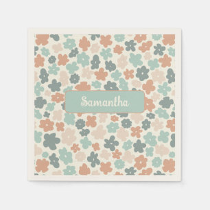 Servilleta De Papel Impresión de flores de Boho retro pastel