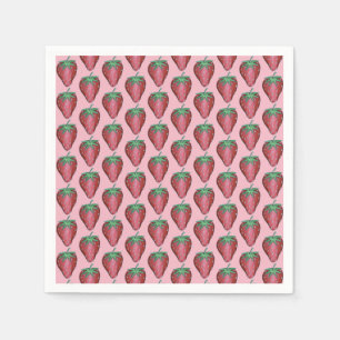 Servilleta De Papel Impresión de frutillas de fresa rosada de jugo roj