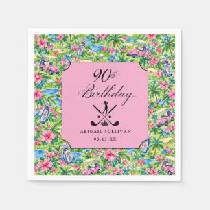 Servilleta De Papel Impresión de golf preppy de cumpleaños número 90 r
