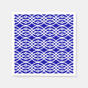 Servilleta De Papel Impresión de kimono, azul cobalto y blanco