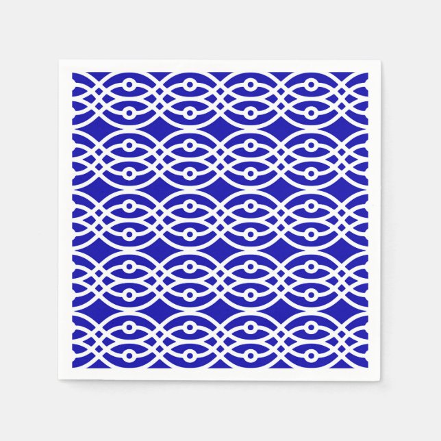 Servilleta De Papel Impresión de kimono, azul cobalto y blanco (Anverso)