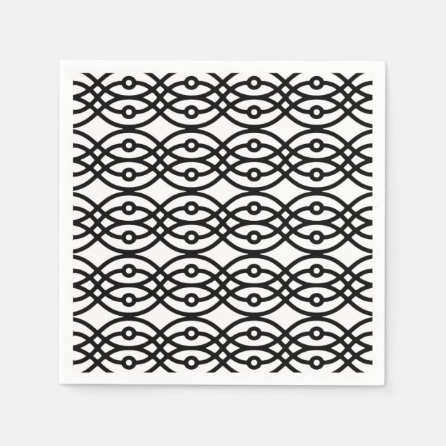 Servilleta De Papel Impresión de Kimono, negro sobre blanco (Anverso)
