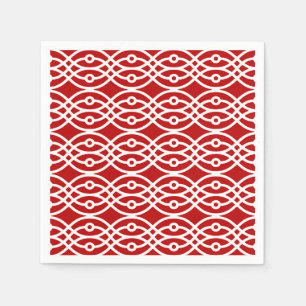 Servilleta De Papel Impresión de kimono, rojo oscuro y blanco