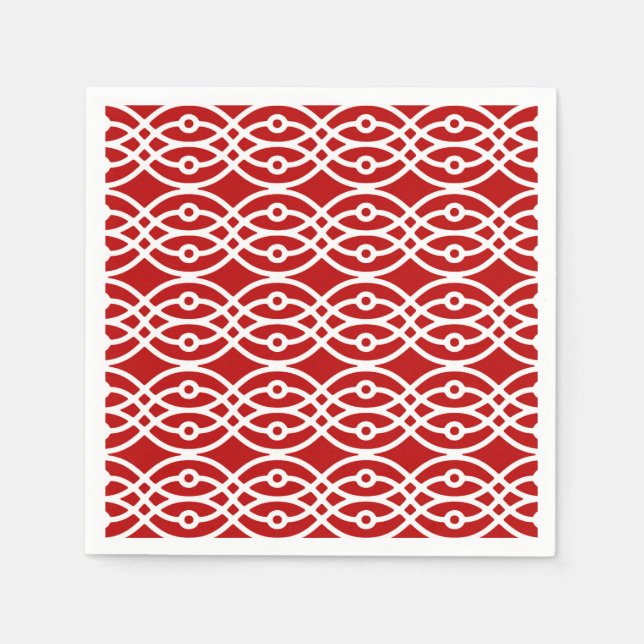 Servilleta De Papel Impresión de kimono, rojo oscuro y blanco (Anverso)