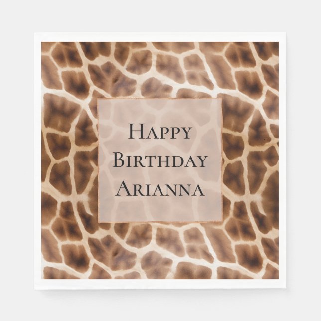Servilleta De Papel Impresión de la jirafa de Safari (Anverso)