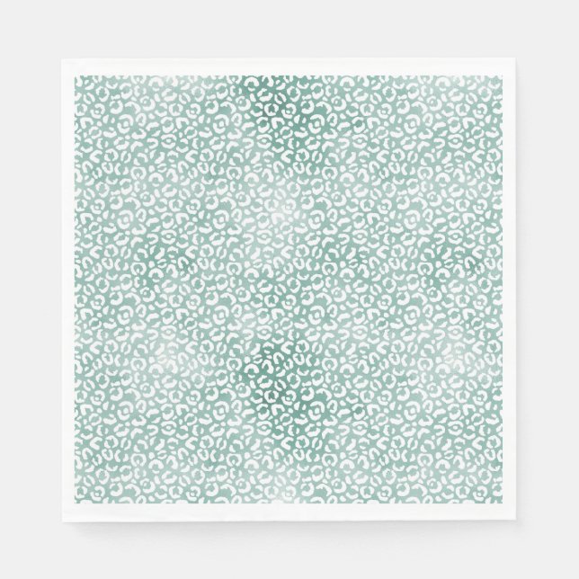Servilleta De Papel Impresión de Leopardo Blanco Girly Mint (Anverso)