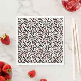 Servilleta De Papel Impresión de leopardo blanco rosado de Rubor