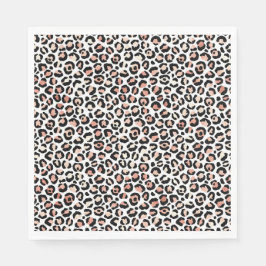 Servilleta De Papel Impresión de leopardo blanco rosado de Rubor