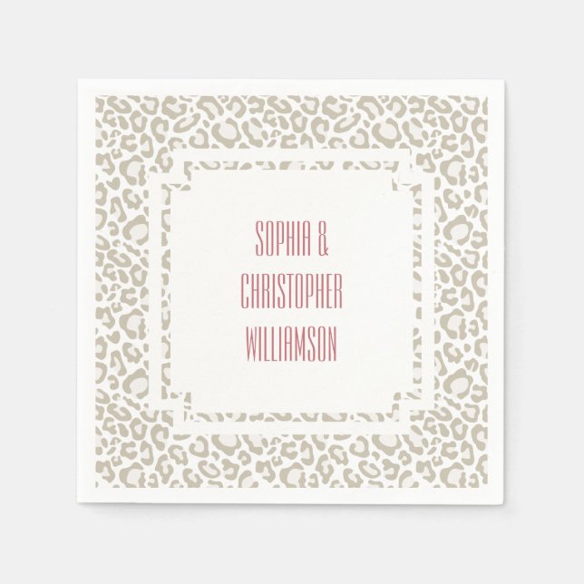Servilleta De Papel Impresión de leopardo de crema (Anverso)