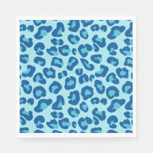 Servilleta De Papel Impresión de leopardo en azul claro a azul oscuro