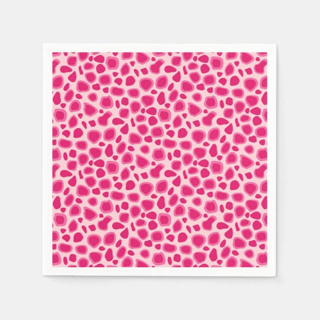 Servilleta De Papel Impresión de leopardo - Fuchsia y rosa claro (Anverso)