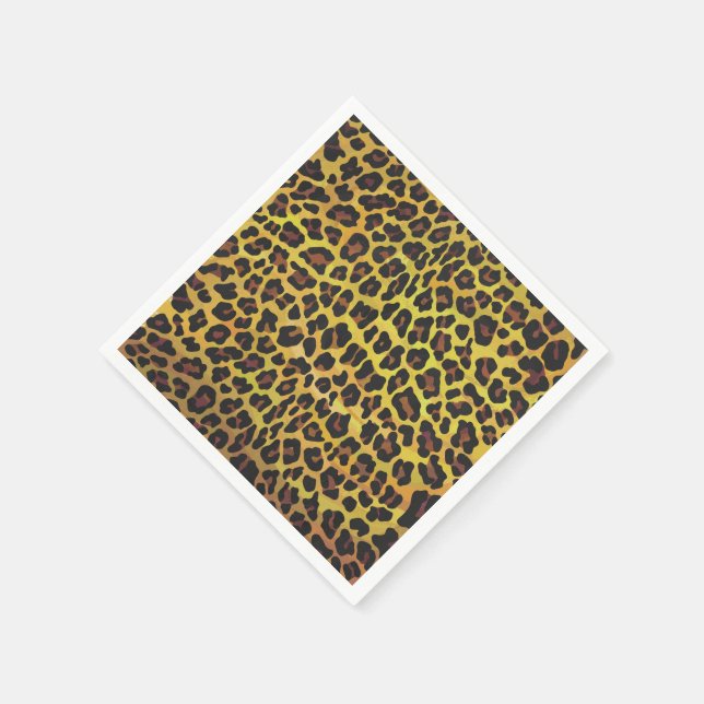 Servilleta De Papel Impresión de leopardo marrón y amarillo (Borde)