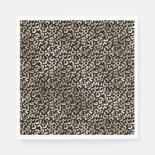 Servilleta De Papel Impresión de leopardo negro dorado