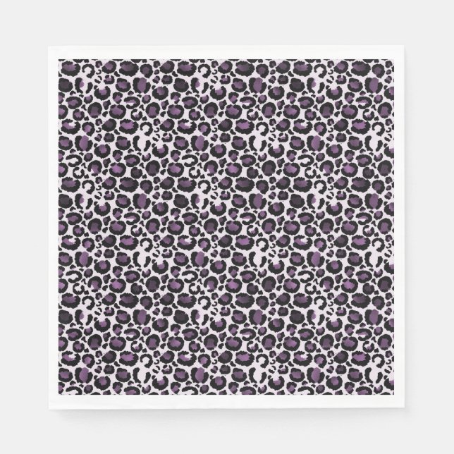 Servilleta De Papel Impresión de leopardo púrpura negro (Anverso)