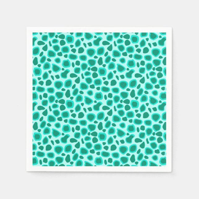 Servilleta De Papel Impresión de leopardo - Turquesa y Aqua (Anverso)