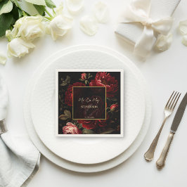 Servilleta De Papel Impresión de monograma de rosas vintage de color n