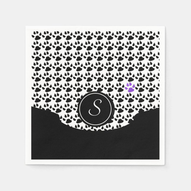 Servilleta De Papel Impresión de paja negra, blanca y púrpura (Anverso)