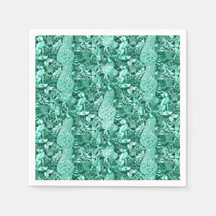 Servilleta De Papel Impresión de pavo real, turquesa y aqua