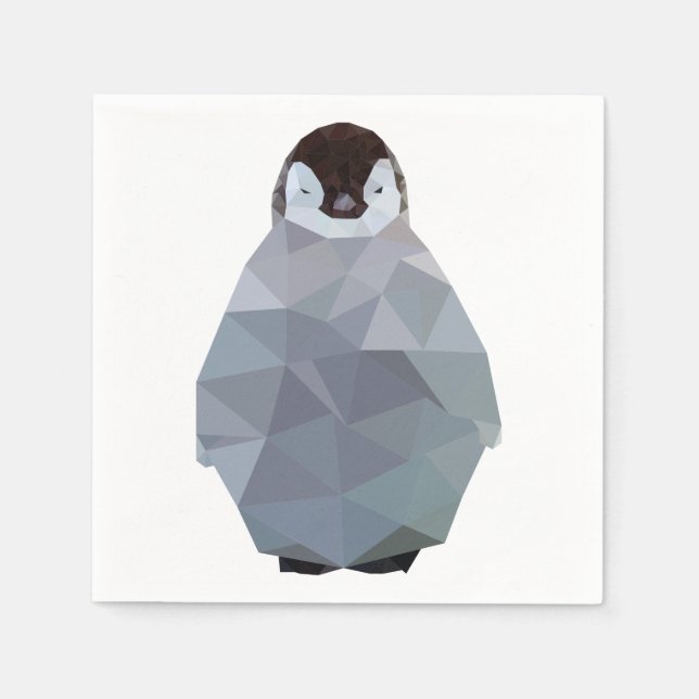 Servilleta De Papel Impresión de pingüino de bebé geométrico (Anverso)