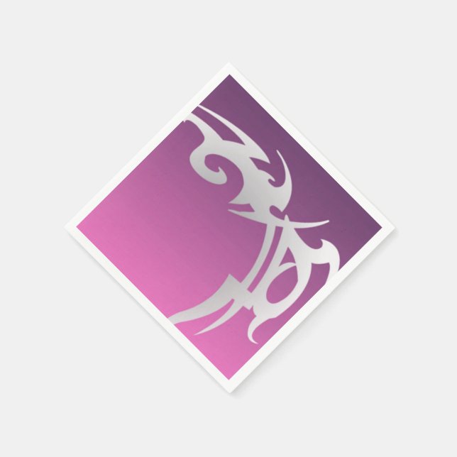 Servilleta De Papel Impresión de tatuajes blancos en gradiente púrpura (Borde)