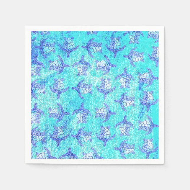 Servilleta De Papel Impresión de tortuga azul (Anverso)