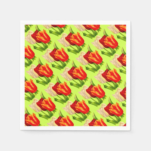 Servilleta De Papel impresión de tulipanes (Anverso)