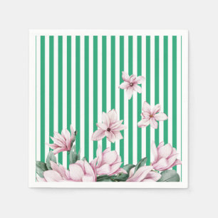 Servilleta De Papel Impresión de verano, primavera, magnolia de rayas