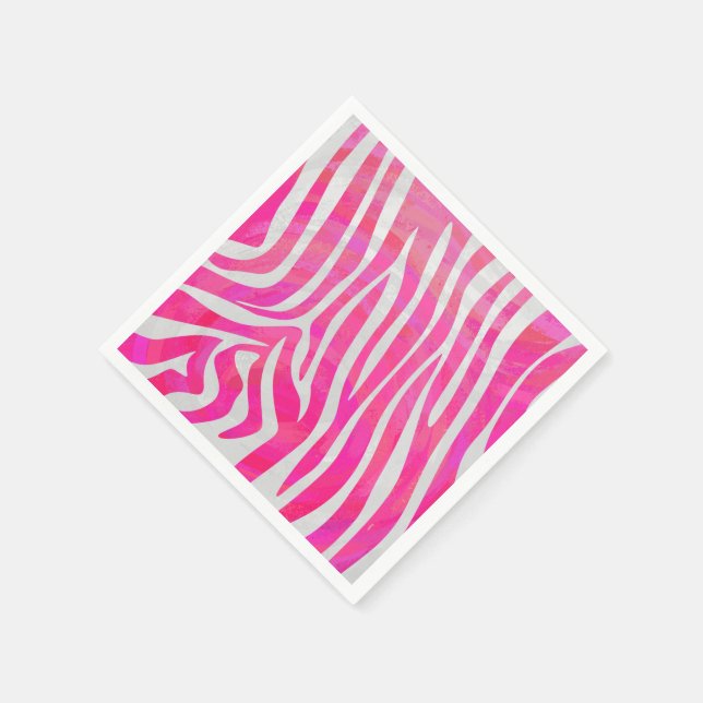 Servilleta De Papel Impresión en blanco y rosa caliente de cebra (Borde)