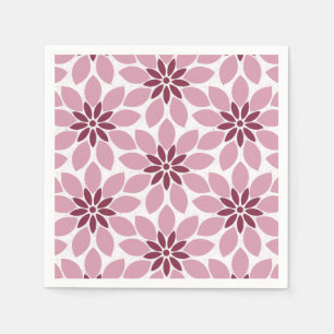 Servilleta De Papel Impresión en bloque Flores de mosaico rosado rojo