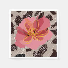 Servilleta De Papel Impresión floral de animal de leopardo