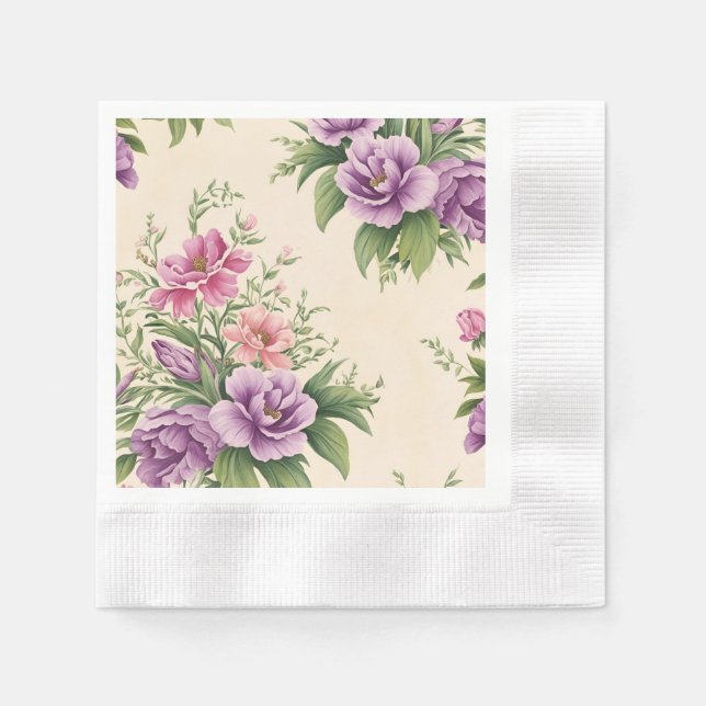 Servilleta De Papel Impresión floral De Lavanda Y Jardín De Campo Subi (Anverso)