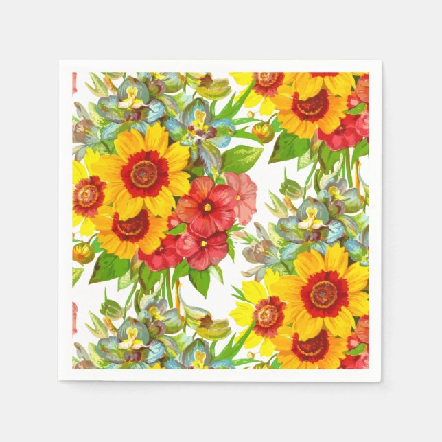 Servilleta De Papel Impresión floral elegante (Anverso)