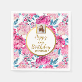 Servilleta De Papel Impresión floral rosa, foto, cualquier edad, cumpl