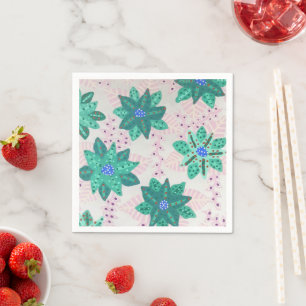 Servilleta De Papel Impresión floral verde festiva de menta