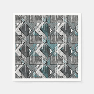 Servilleta De Papel Impresión geométrica gris claro.