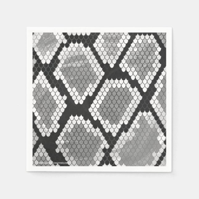 Servilleta De Papel Impresión gris y gris claro de serpiente (Anverso)