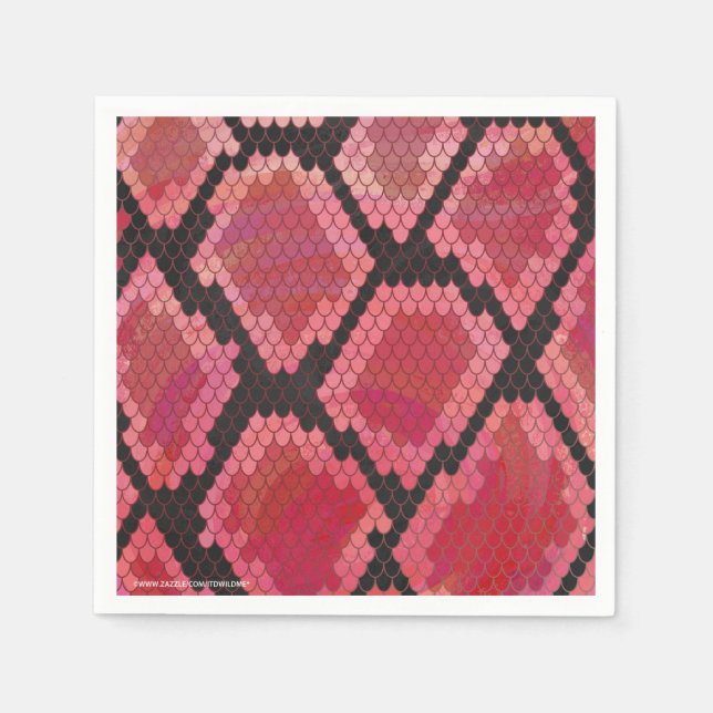 Servilleta De Papel Impresión negra y roja de serpientes (Anverso)