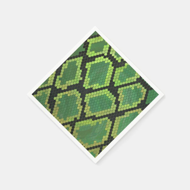 Servilleta De Papel Impresión negra y verde de serpientes (Borde)